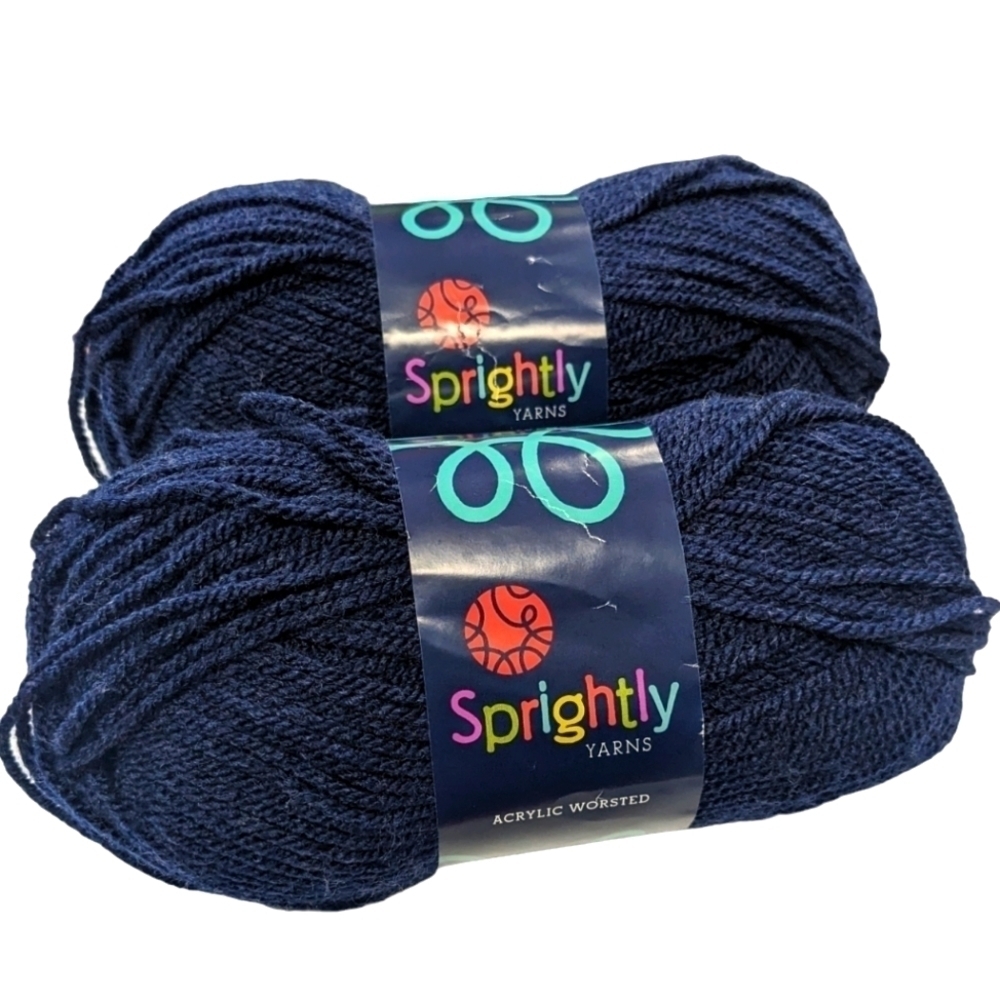 Sprightly Yarn Navy Heather Acrylic Worsted 2 Pk Colorful Bright Bold Denim Blue